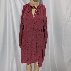 Zara Long Sleeve Polka Dot Mini Dress Tiered Women's Large